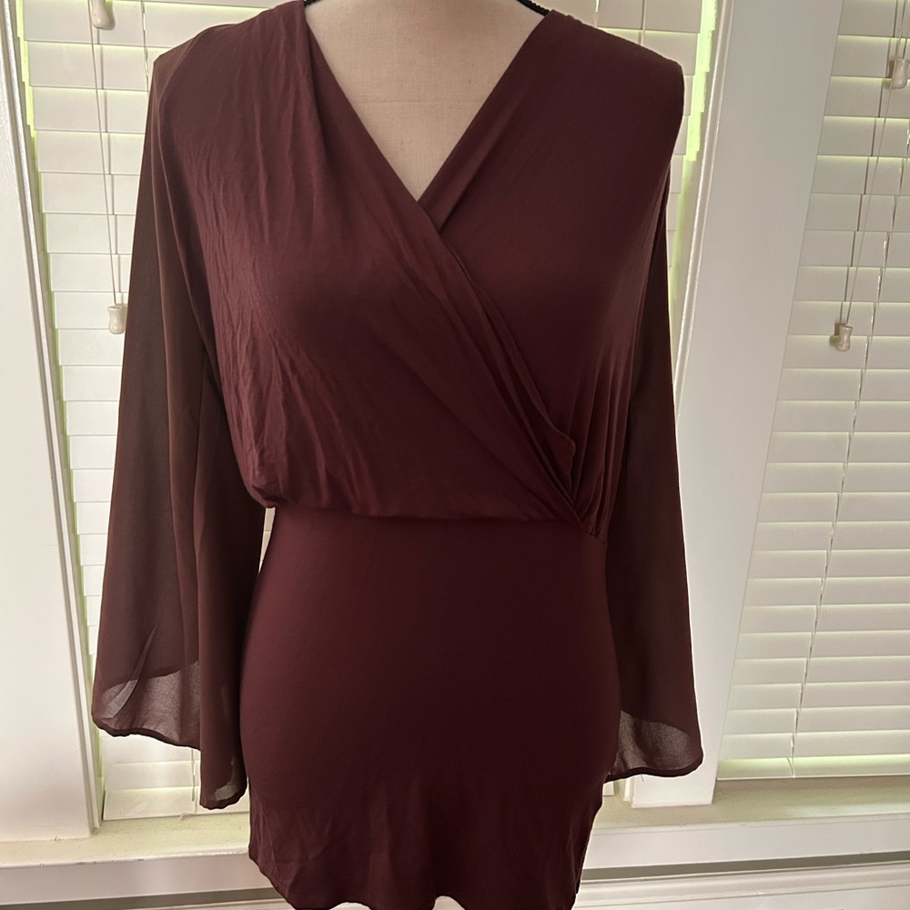Venus Burgundy Long Sleeve Blouse